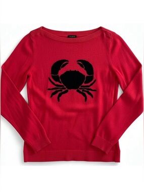 Talbots Pink Crab Sweater Boat Neck Pullover Petite Size Large